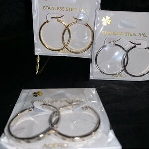 SS 1 inch Silver and Gold Hoops price each pair